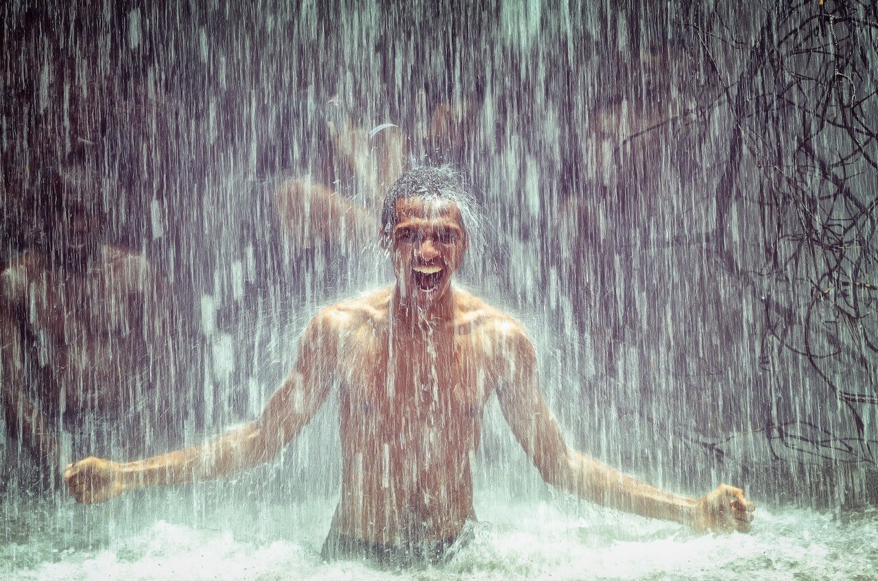 teen in the rain
